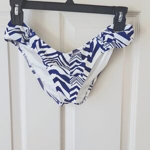 Victoria Secret Bikini Swim Bottom Only.  Size M/M. White and Navy Print